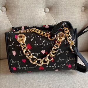 Juicy Couture Black and Pink Heart Crossbody Bag